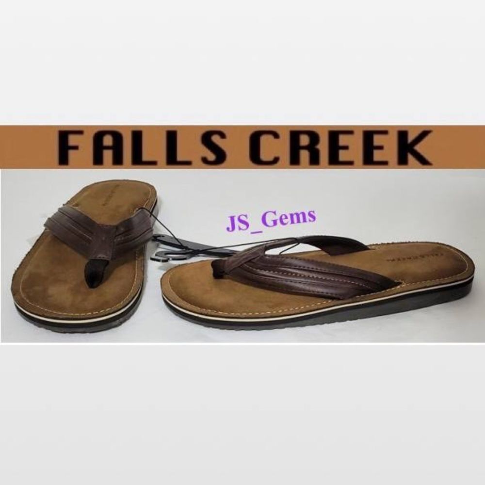 New Falls Creek Mens Flip Flops Shoes Outdoor Brown Tan Size 9 Slip On